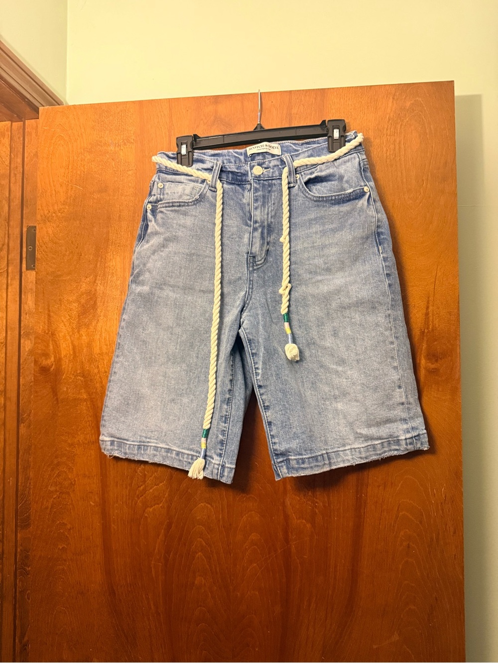 Scotch & Soda Light Blue Denim Shorts with Rope Belt